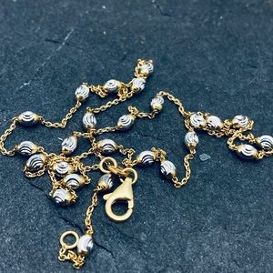 14k solid yellow white gold delicate necklace